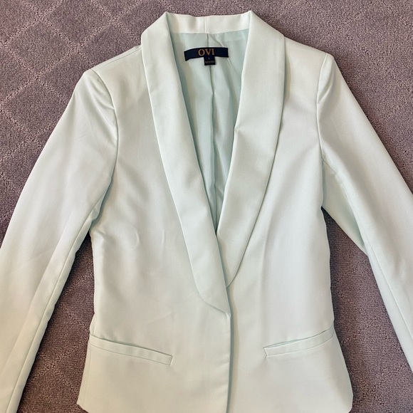 Mint Color Open Front Blazer - Picture 2 of 5